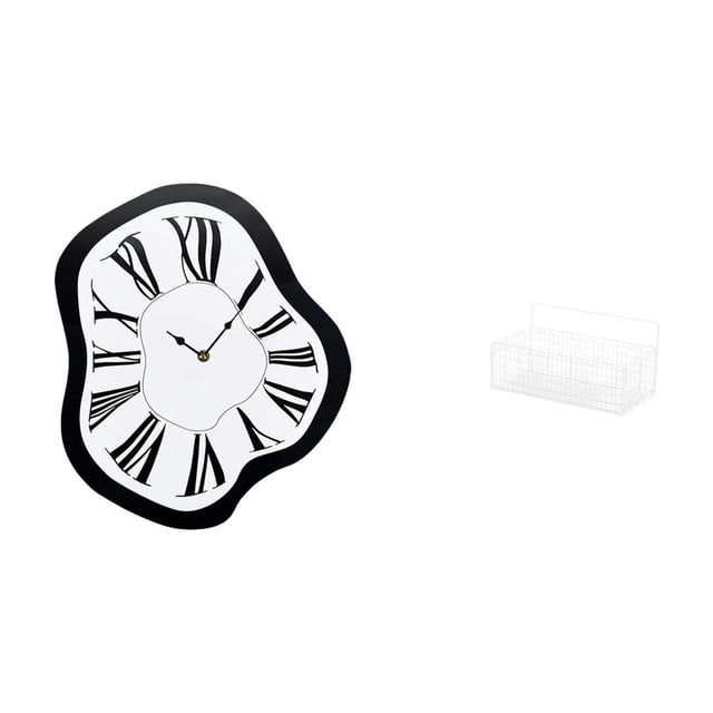 Reloj de pared con números , cesta de almacenamiento, organizador colgante de alambre, silencioso, acrílico, arte en hierro, decoración adecuad