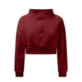 thumbnail image 4 of AherBiu Crop Tops pour Femmes en Polaire Demi-Zip Mode Automne 2024 Chandails en Molleton de Course avec Trou pour le Pouce, 4 of 7