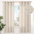 thumbnail image 1 of Natural Linen Curtains Long for Living Room Bedroom Groet Top Light Filtering Privacy Linen Textu Window Semi Sheer Drapes Panels x Natural, 1 of 6