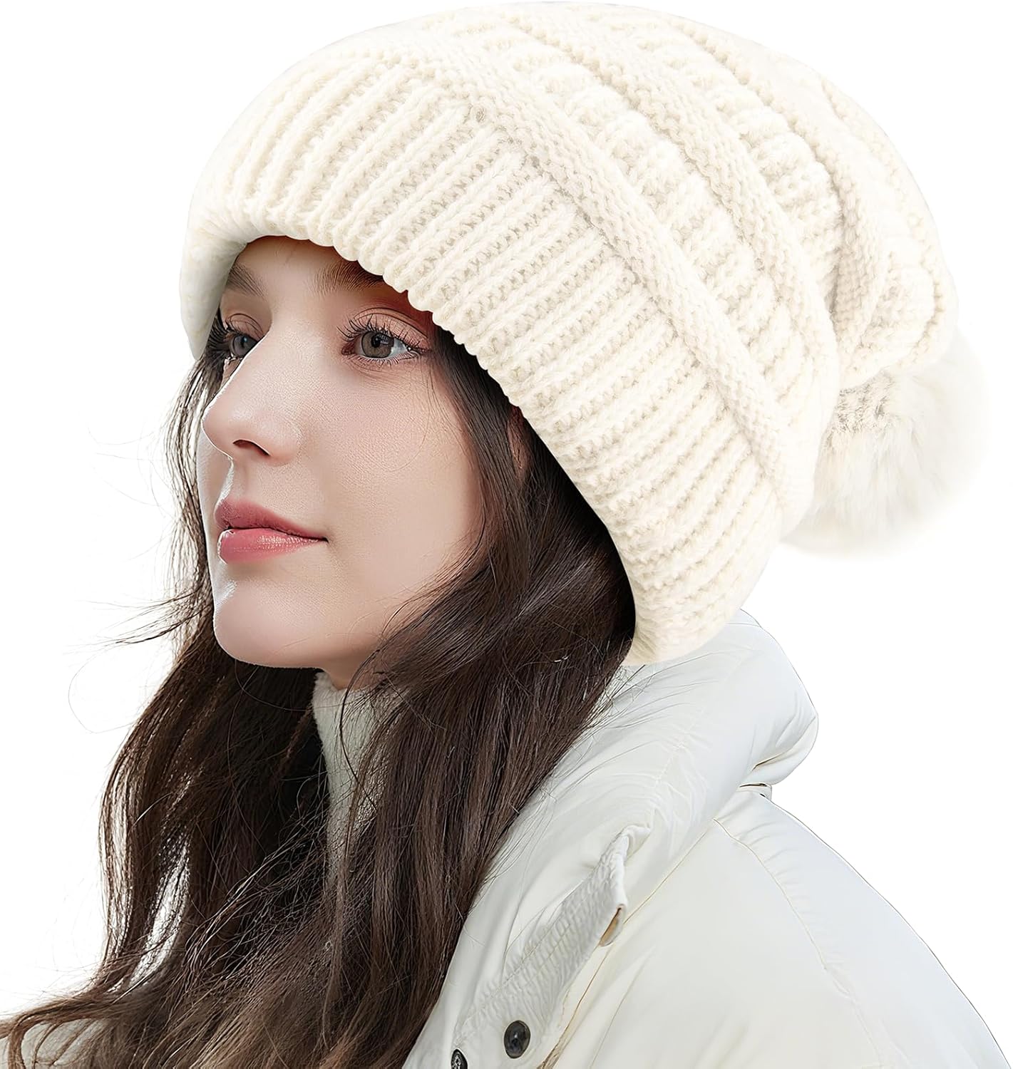3 Pack Satin Lined Winter Beanie Hats,Silk Lined Beanie Knit  display picture 2