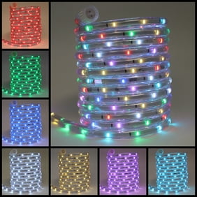 LED Rope Lights, Outdoor 20 Feet RGB White Yellow, Rainbow Color Chase All in One