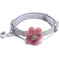 thumbnail image 1 of Collar de gato con flor y campana, collar de gatito para perros pequeños y gatos Collar de seguridad para mascotas con hebillas de liberación rápida (1 paquete) (azul), 1 of 4