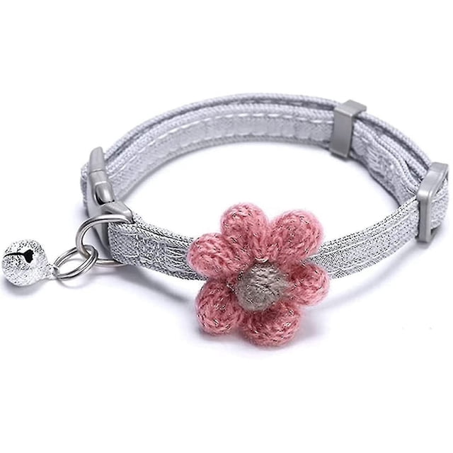 Collar de gato con flor y campana, collar de gatito para perros pequeños y gatos Collar de seguridad para mascotas con hebillas de liberación rápida (1 paquete) (azul)