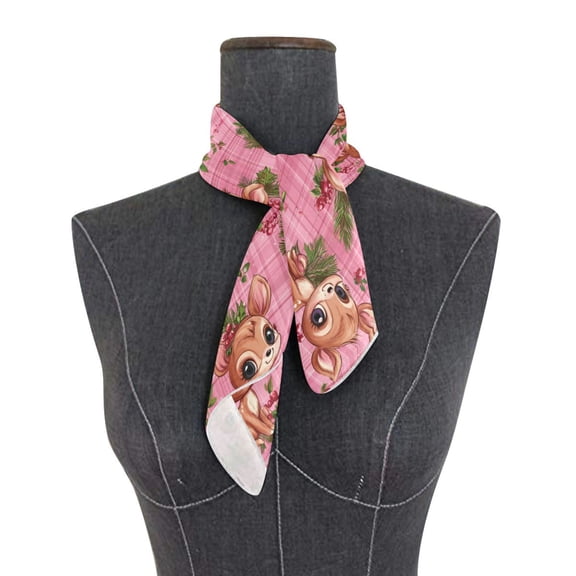 Square Scarf 24x24 Inch Cute Christmas Reindeers Pattern Silky Satin Sun Protection Neck Scarf for Women Multi-Purpose Head Wrap Bandana for Hair Bag Decoration