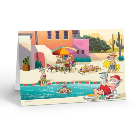 Christmas Pool Party in the Desert Christmas Card - 5" x 7" Christmas Card - 18