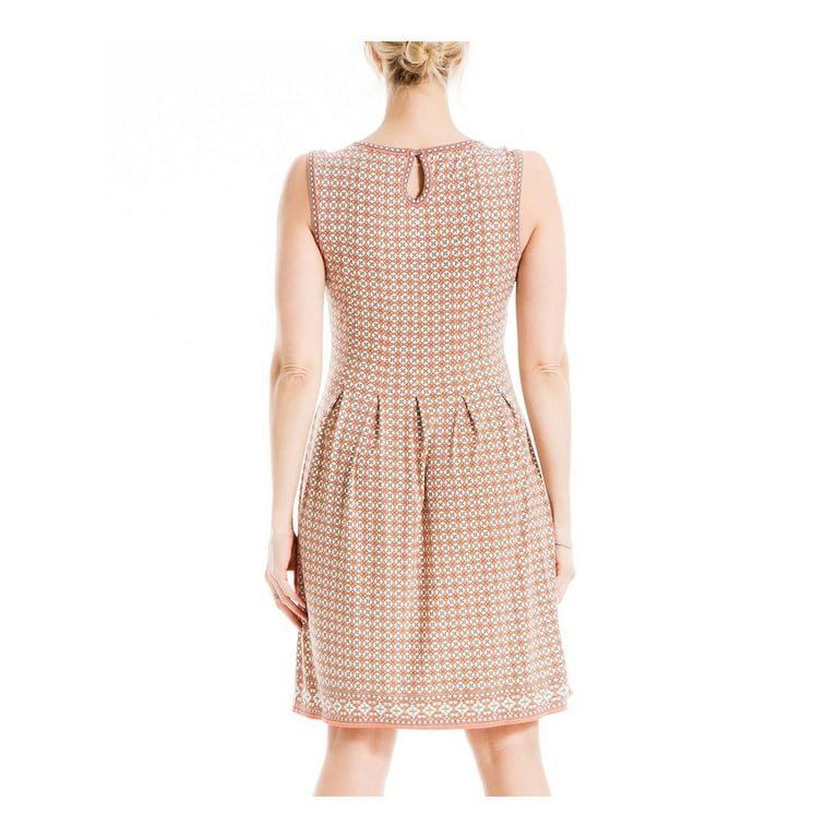 Max Studio Womens Printed Pleated Fit Flare Dress
