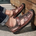 thumbnail image 5 of Mens Summer Breathable Sports Sandals Leather Hiking Comfortable Slippers Closed Toe Outdoor Casual Fisherman Shoes Brown 9 US, 5 of 7