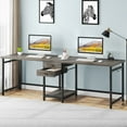 thumbnail image 6 of Tribesigns Long Computer Desk with  Shelves, 79 Inch Double Desk with 2 Drawers for Home Office, Gray, 6 of 7