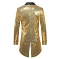 thumbnail image 5 of Yaoyar Men's Lapel Sequin Slim Fit Swallowtail Suit Jacket Dinner Party Wedding Blazer Stylish Tuxedo Gold L, 5 of 8