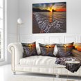 thumbnail image 2 of Designart Setting Sun and White Waves - Seashore Photo Throw Pillow - 16x16, 2 of 4