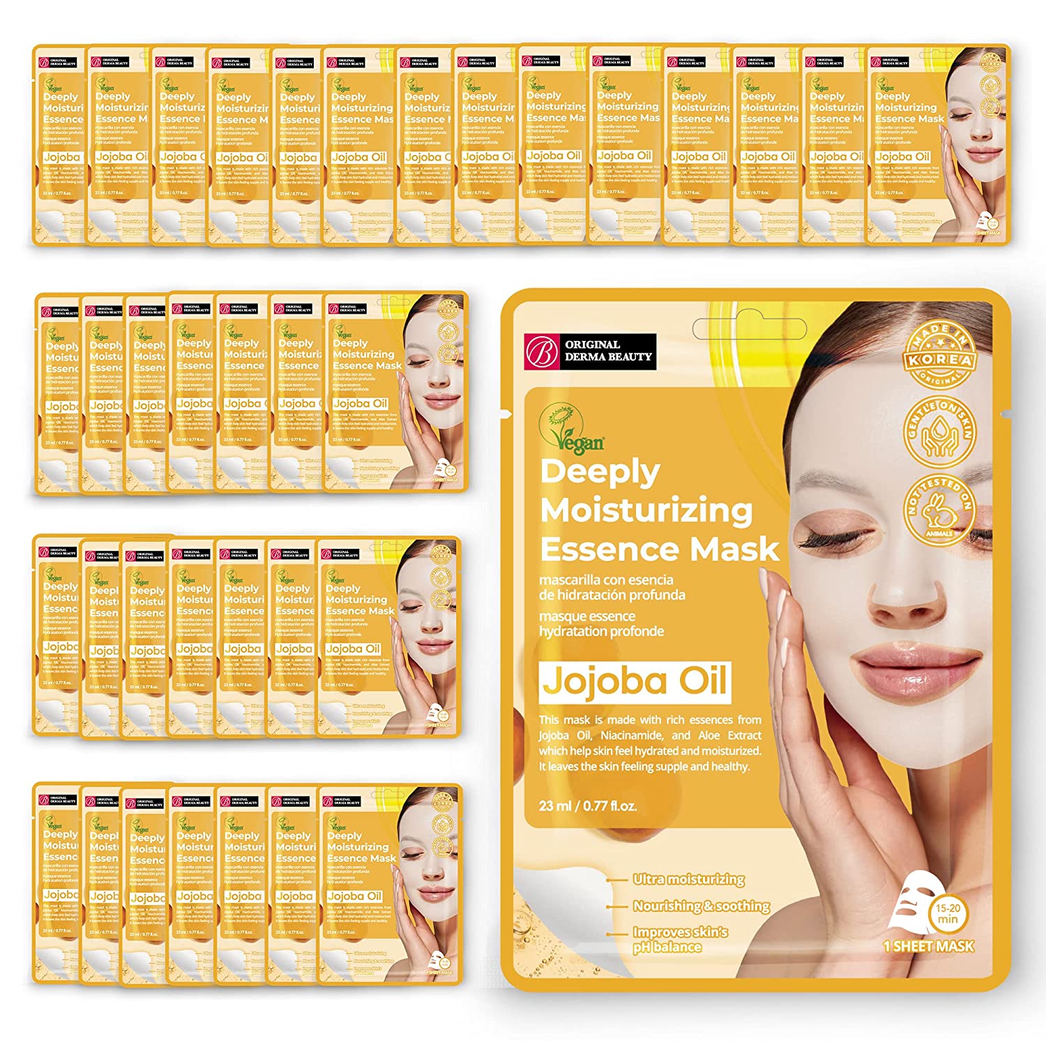 Original Derma Beauty 36 Pack Deep moisturizing Jojoba Oil Essecne Mask