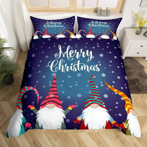 Xmas Duvet Scandinavian Gnomes Comforter Cover Snowing Claus Bedding Sets Romantic Candlelight Quilt Cover
