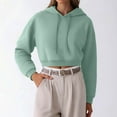 thumbnail image 4 of Cropped Hoodies for Women 2025 Long Sleeve Plain Crop Hoodie Streetwear Hooded Sweatshirt Pullover Tops, 4 of 5