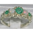 thumbnail image 3 of LBG 925 Sterling Silver Natural Emerald and Opal Womens Promise Ring - Size 11.5, 3 of 4