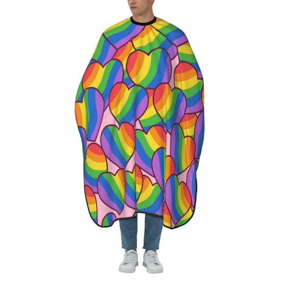 ZICANCN Hair Cutting Cape for Adults, Colorful Rainbow Heart Cape Salon Barber Cape for Hair Stylist Shampoo Capes Waterproof, 55x66 Inches