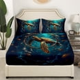 thumbnail image 3 of Ensemble de Draps Tortue de Mer Attrape-Rêves Ensemble de Draps Double, Draps Boho Plume Nautique Animaux Marins Drap-Housse, Décor Bohème Exotique, 3 of 6