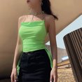 thumbnail image 2 of Black M Sexy Backless Halterneck Slim Adjustable Short Navel-baring Vest, 2 of 8