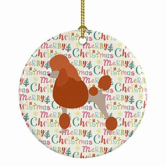 Royal Poodle Merry Christmas Ceramic Ornament 2.8 in x 2.8 in
