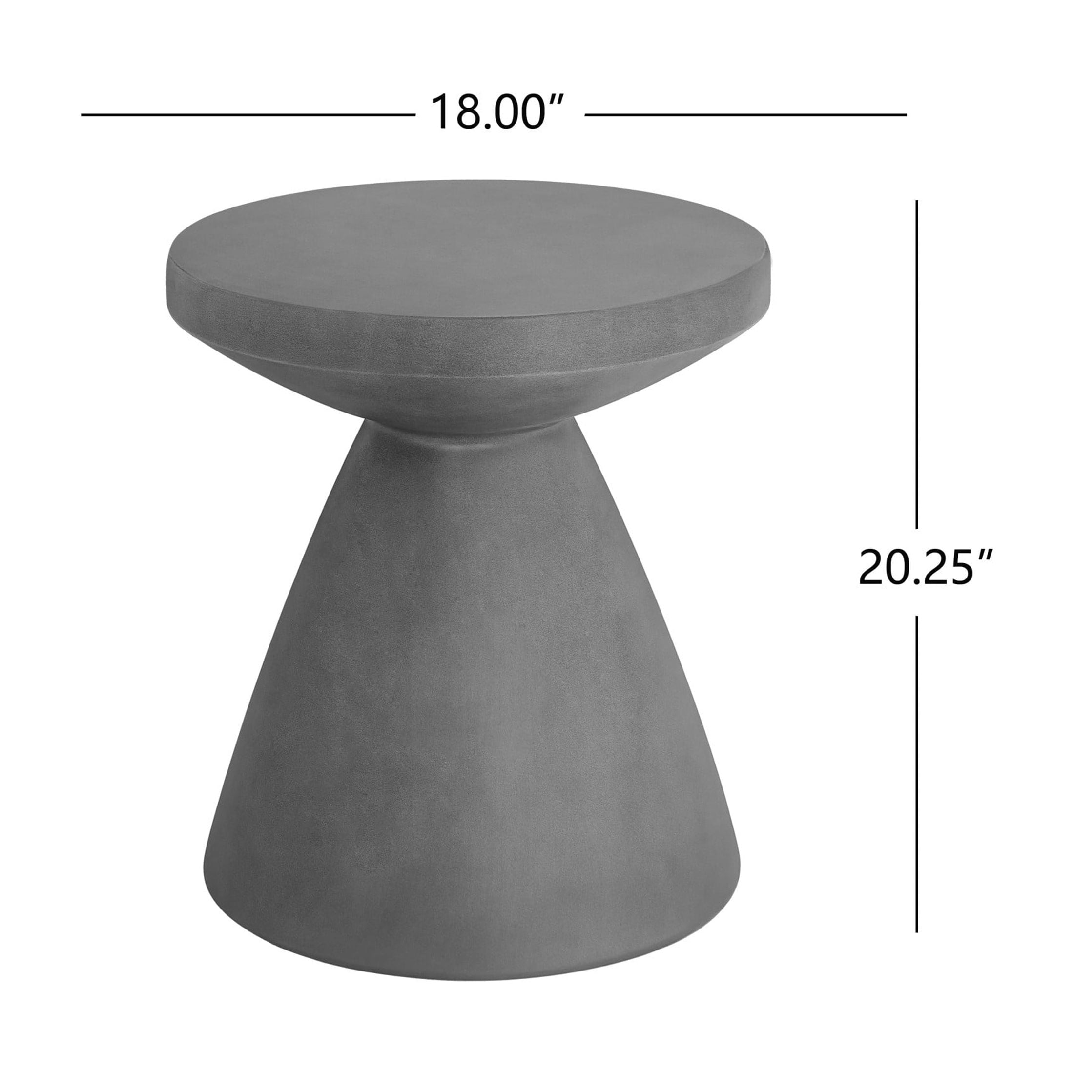 Christopher Knight Home Elegant 18" Outdoor Lightweight Concrete Hourglass Side Table, Charcoal Finish