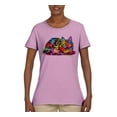 thumbnail image 2 of Colorful Rainbow Cat Animal Lover Womens Graphic T-Shirt, Light Pink, 3XL, 2 of 3