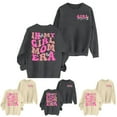 thumbnail image 2 of Womens Sweatshirts in My Girl Mom Era Print Fall Crewneck Sweatshirt Long Sleeve Causal Pullover Mama Hoodie Plus Size Sweatshirts Dark Gray XL, 2 of 3