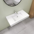 thumbnail image 4 of 35" Wall Mount Rectangle Vessel Sink with Faucet Hole, Solid Surface Bathroom Vessel Sink, 4 of 9