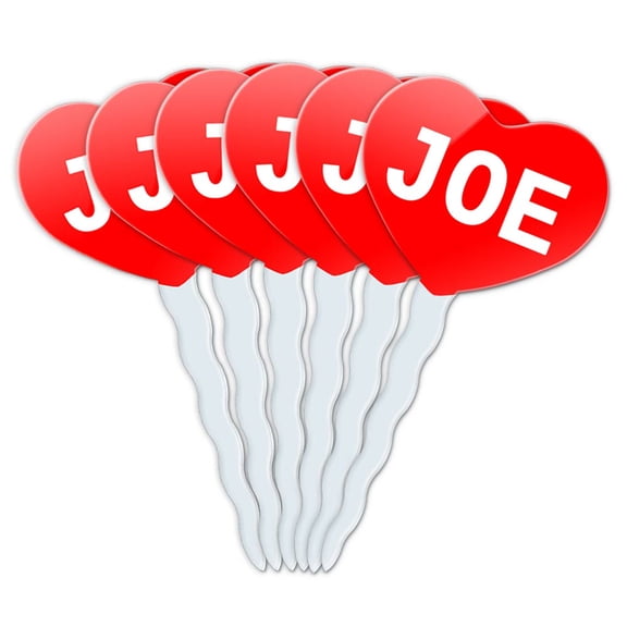 Joe Heart Love Cupcake Picks Toppers - Set of 6