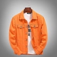 thumbnail image 1 of Chaquetas De Hombre Streetwear Chaqueta De Mezclilla Moda Casual A Naranja Aisan M, 1 of 5