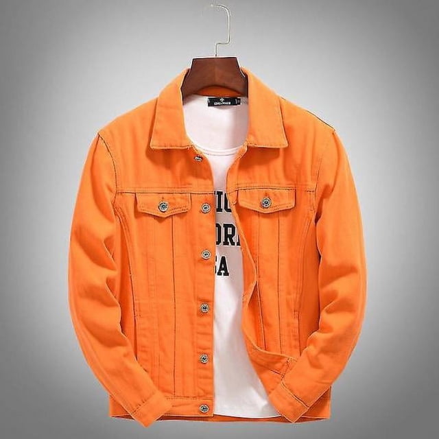 Chaquetas De Hombre Streetwear Chaqueta De Mezclilla Moda Casual A Naranja Aisan M