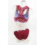 SO Burgundy Lace Crochet 2-Piece Bikini Top & Bottom Set Juniors Womens XL