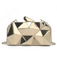 thumbnail image 1 of Bolso de mano de noche geométrico con cadena de bolso de metal con patrón de celosía para mujer JM, 1 of 5