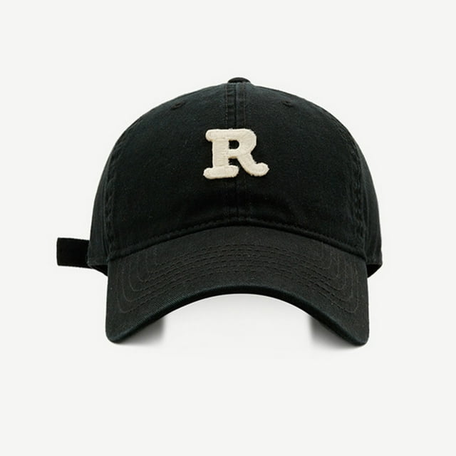 Big Head Baseball Cap with Perforated Design, Soft Top R Letter Embroidered Adjustable Hat for Spring Summer Outdoor Activities, Casual Fashion and Sports Wear