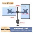thumbnail image 3 of Support Double pour Moniteur, Tient l'Écran jusqu'à 27 Po, Support pour Moniteur à Hauteur Réglable, Inclinaison, Pivotement, Rotation, Ajustable, 3 of 6