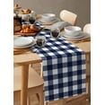 thumbnail image 6 of ERUNPONLY Navy Blue Check Table Runner - 36 Inch Long Farmhouse Buffalo Plaid Blue Cotton and Linen Blended Dress Scarves Farmhouse Table Runner for Kitchen Dining, Coffee Table, 13" x 36", 6 of 8