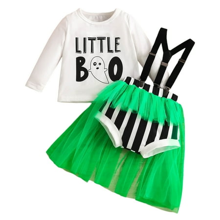 

Baby Girl Outfits Long Sleeved Round Neck Letter Printed Top Striped Backband Romper Dress Clothing Sets for Girls Size 6-12 Months