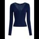 thumbnail image 3 of Camisas Ajustadas de Larga de con Cuello en V Profundo para Mujer, Moda Y2K 2025 Azul Marino M, 3 of 10