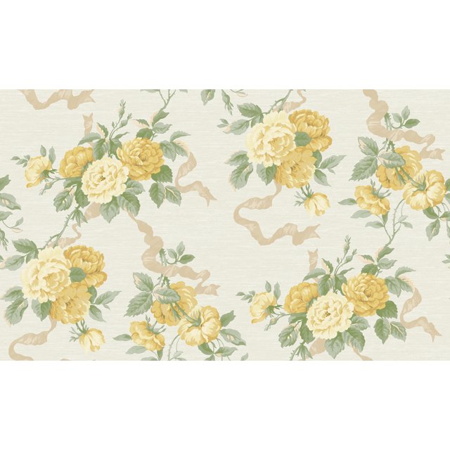Goodwood - Floral Plain Damask Textured Cream Wallpaper Roll