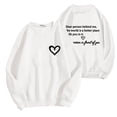 thumbnail image 2 of Tawop Sweatshirts Pullovers Tops Sweatshirts for Women Crew Neck Long Sleeve Graphic Hoodless White M, 2 of 6