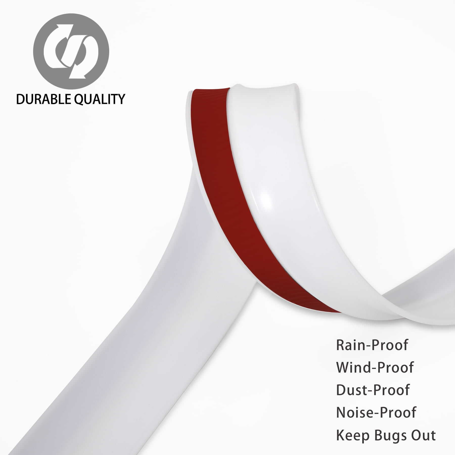 32.8ft Universal Garage Door Top and Sides Seal Strip, Waterproof Self Adhesive Professional Sealing includes 40pcs Screws, White