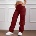 thumbnail image 4 of QHFBli Womens Parachute Pants Wide Leg Cargo Pants Street Trousers with Pockets, 4 of 8