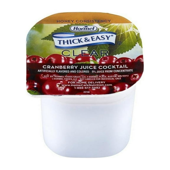 Thick & Easy Thickened Cranberry Juice Cocktail, Honey Consistency, 4 ounce Portion Cup, 24 Count