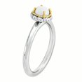 thumbnail image 3 of 925 Sterling Silver 14k White Agate Stackable Ring Stone Gemstone Natural, 3 of 7