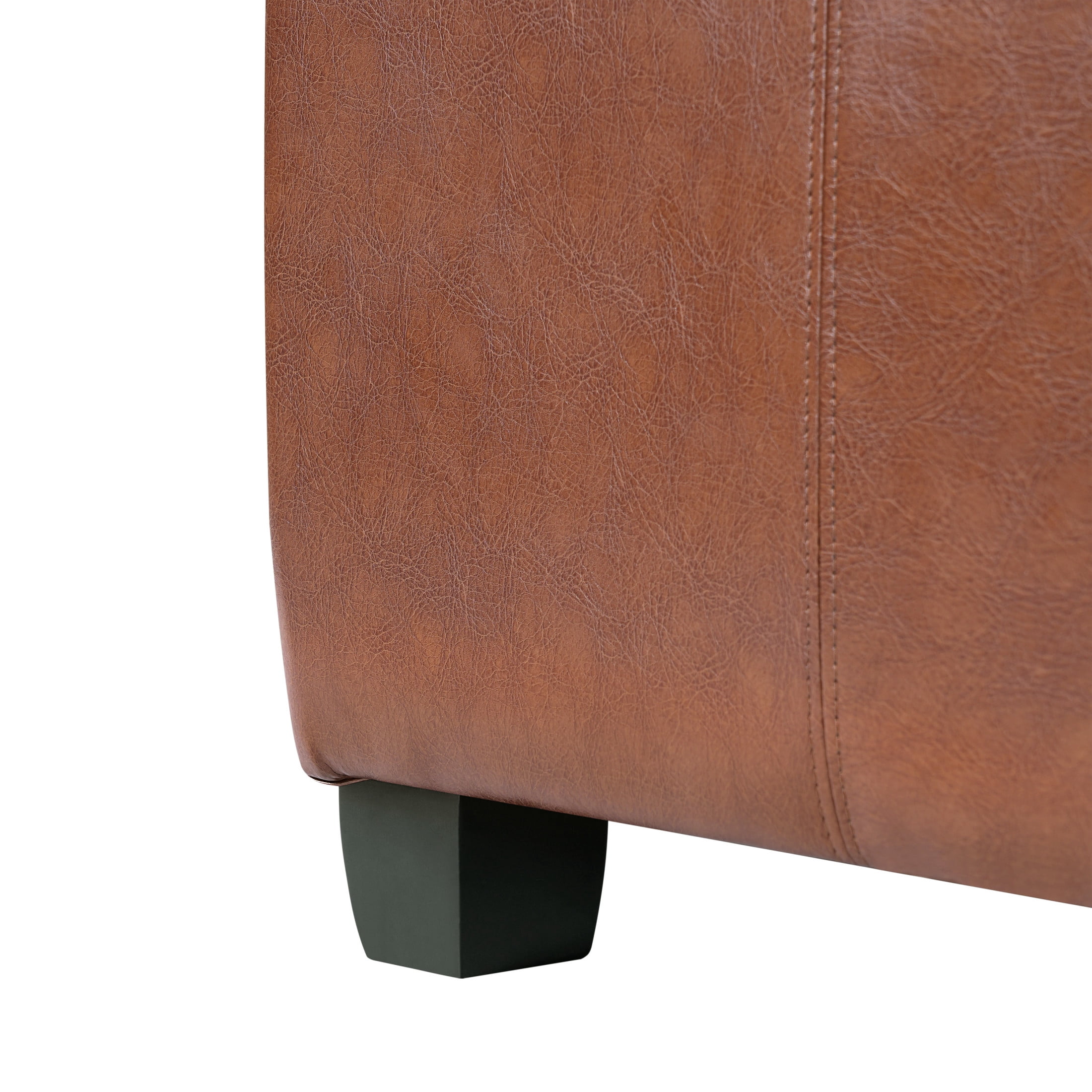 Christopher Knight Home 30" Modern Square PU Leather Storage Ottoman with Wooden Legs, Brown