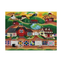 Trademark Fine Art 'Sunrise Colorful Country Quilt Village' Canvas Art by Cheryl Bartley