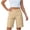 Khaki, variant on Bermuda Shorts for Women Knee Length Casual Summer Mid Rise Cargo Pockets Knit Elastic Waist 11 Inch Inseam Shorts Black,M