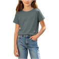 thumbnail image 2 of Amidoa Girls Short Sleeve Cotton Cute T-Shirts Tops Soft Casual Summer Kids Crewneck Tees Black Size 12 Months, 2 of 5