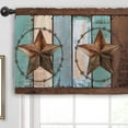 thumbnail image 4 of Rustic Texas Star Farmhouse Kitchen Curtain Valance 54W x 18H Rod Pocket Cabin Retro Country Wood Wooden Window Treatment for Living Room Bedroom Bathroom, 4 of 5