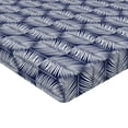 thumbnail image 4 of Palm Leaf Fitted Sheet, Symmetric Tropical Leaves Exotic Island Botany Retro Jungle Nature Pattern, Decorative Soft Bedding All-round Elastic Pocket, Full Size, Navy Blue White, by Ambesonne, 4 of 5