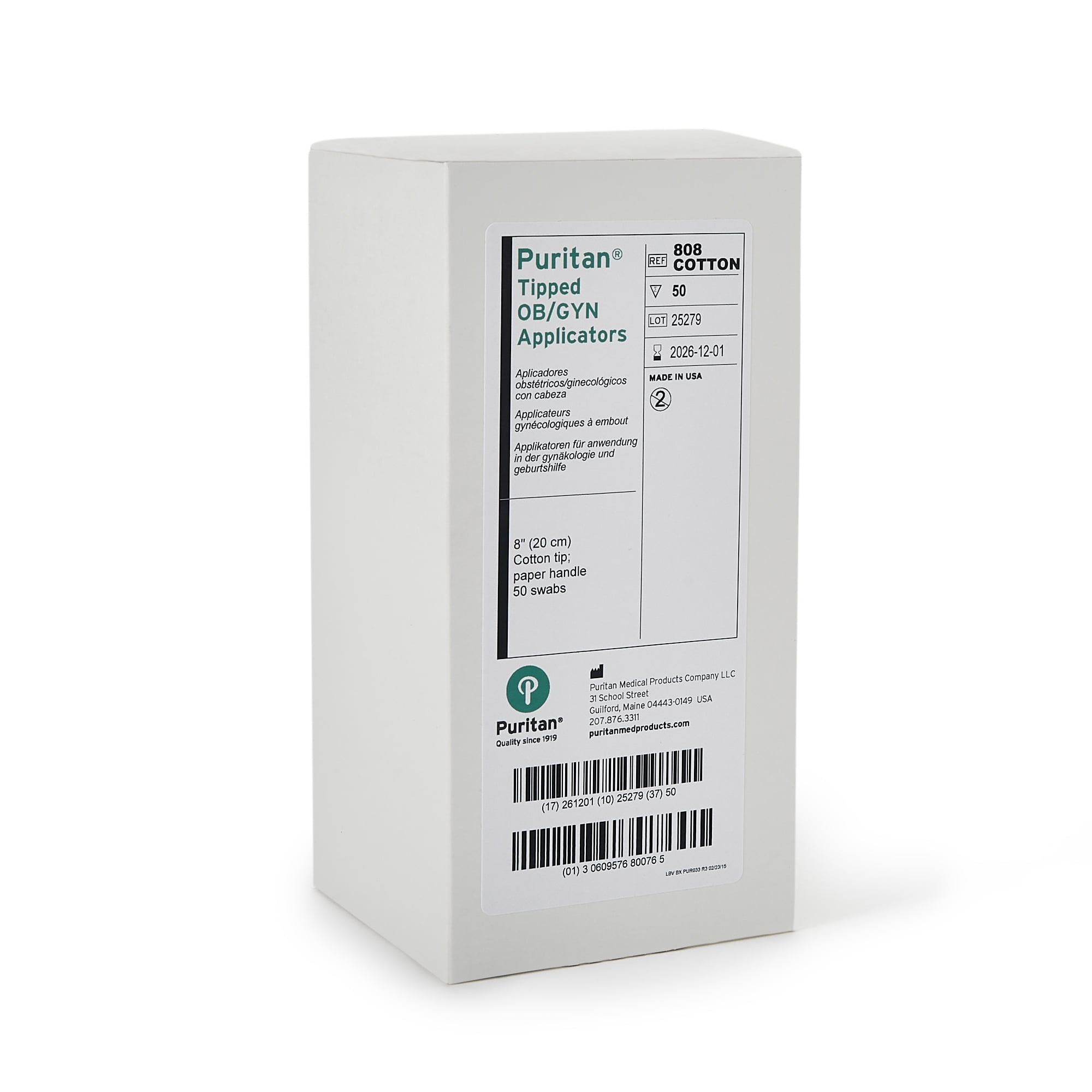 Puritan OB/GYN Swab NonSterile 8 Inch Length Paper Shaft / Cotton Swab 808 COTTON 10 Box(s) 50 /Box