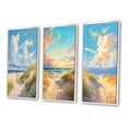 thumbnail image 3 of Designart "Ocean Tranquility in Spring IV" Beach Framed Wall Art Set Of 3 - Blue Coastal Beach Frame Gallery Set For Office Decor, 3 of 6